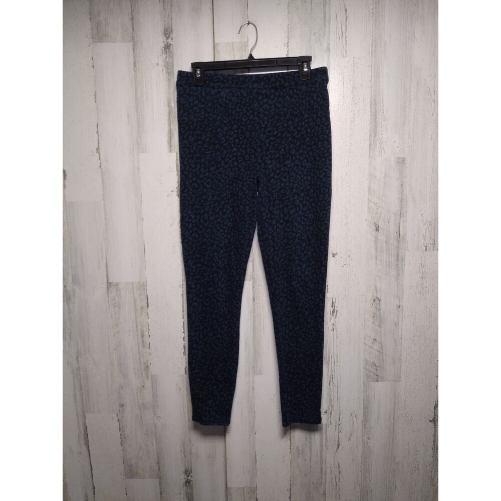 Spanx Blue Leopard Print Pull On Size Medium Jean-Ish Denim Ankle Leggings